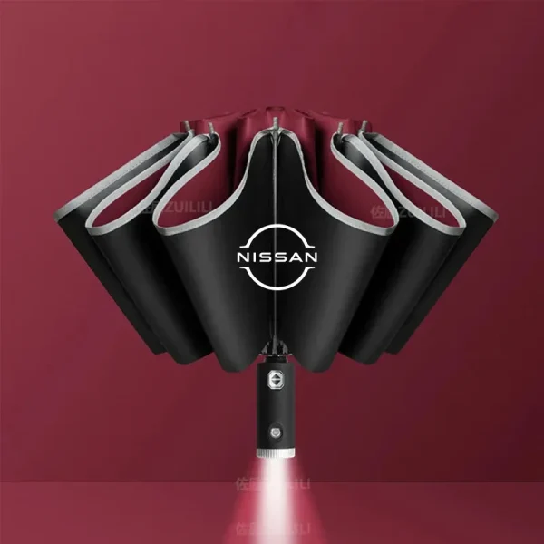 Nissan Qashqai Juke X-Trail Patrol Note Leaf Altima Maxima Murano Car Led Light Automatic Folding Windproof Sunshade Umbrella