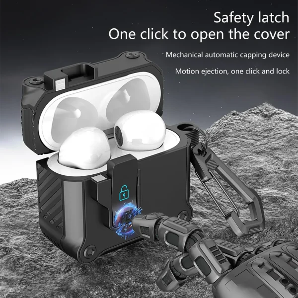for AirPods Pro 2 Upgraded Secure Lock Case Full Drop Shockproof Protective Case Cover with Keychain for Men Women for AiPods 4