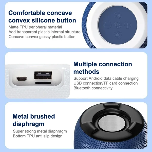 Outdoor Wireless Mini Speaker With RGB Light And Hanging Rope HIFI High Sound Quality Subwoofer For Sports Camping Riding