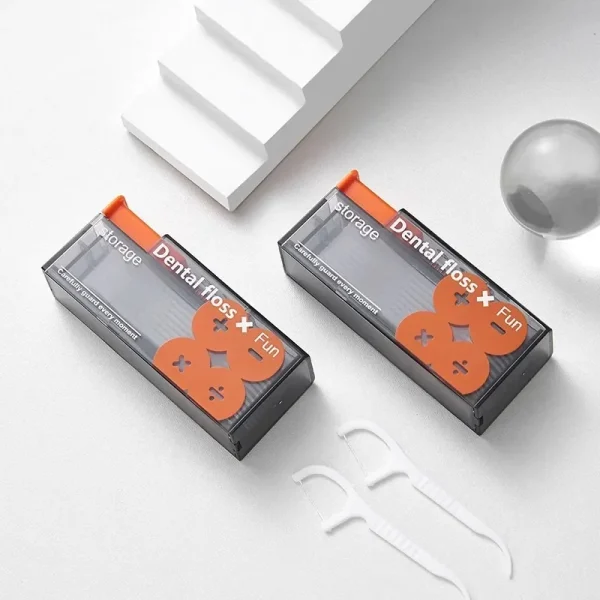 Portable Floss Dispenser Includes 10Pcs Floss Automatic Ejectable Floss Organiser Oral Care Press-on Disposable Flossing Sticks