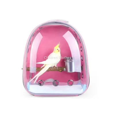 Bird Carrier Space Bag Parrot Backpack with Prech and Feeder Cups for Parakeet Cockatiel Bunny Travel Acrylic Portable Pet Cage