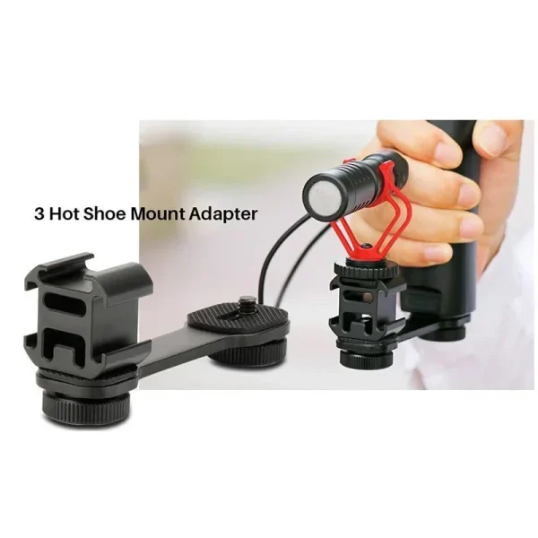 Triple Hot Shoe Mount Adapter Microphone Extension Bar For DJI Mobile 2 Zhiyun Smooth 4 Feiyu Vimble 2 Gimbal Accessories