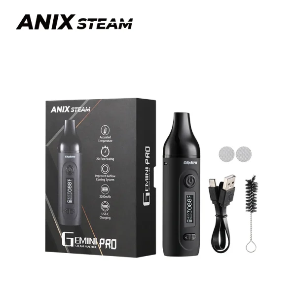 Dry Herb Vaporizer Vaper Anix Gemini Herbal Starter Kit 2200mah Battery Tempreture Control OLED Screen E Cigarettes Vape Pen Kit