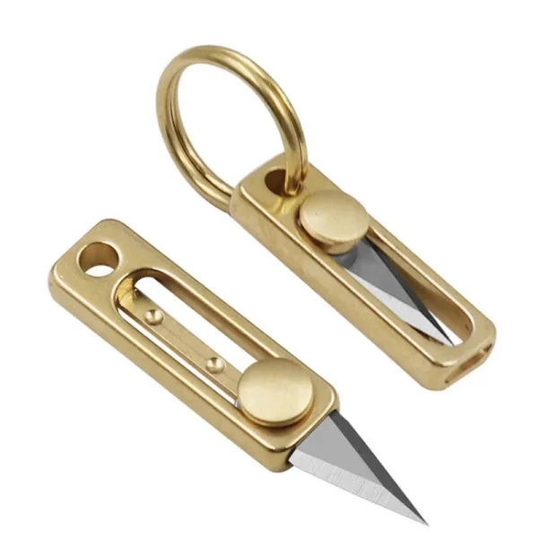 Mini Retractable Push Utility Knife Pendant Survival Gift Paper Box Cutter Envelope Opener Stationery Express Knife Office Suppl