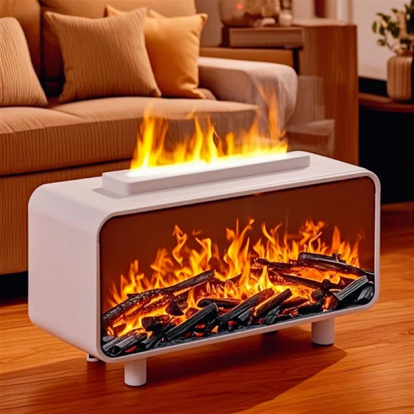 Smoke Fragrance Flame Humidifier Simulated Fireplace Essential Oil Diffuser Aroma Diffuser Sprayer Colorful Night Light 200ML