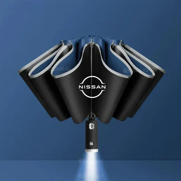 Nissan Qashqai Juke X-Trail Patrol Note Leaf Altima Maxima Murano Car Led Light Automatic Folding Windproof Sunshade Umbrella