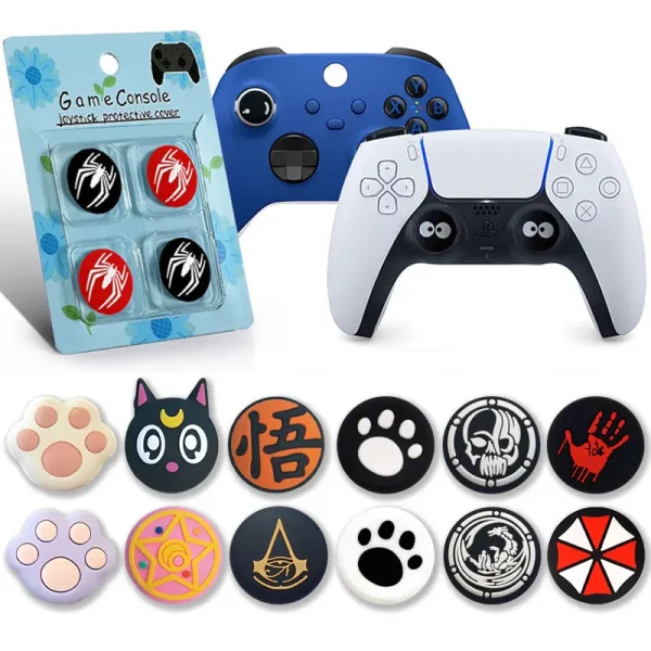 4pc Soft Silicone Thumb Stick Grip Cap For Sony Playstation 5 4 PS5 PS4 XBOX Switch Pro Controller Joystick Cover Protector Case
