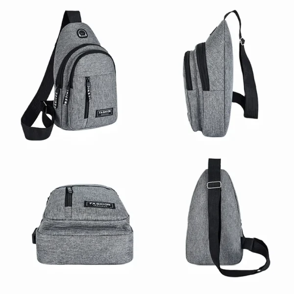 Men's Bag Solid Color Men's Chest Bag Outdoor Casual Fashionable Small Satchel Canvas Handbag Zipper Messenger Fashion Bags