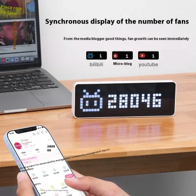 Ulanzi TC001 Smart Pixel Clock Custom Full Color Pixel Display Weather Forecast Youtube Follower Pomodoro Desktop Clock for Home