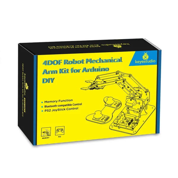 Keyestudio 4DOF Robot Arm Kit Robot Pack Acrylic PS2 Mechanical Claw Toys for Arduino Robot Arm Kit DIY Robot STEM Programming