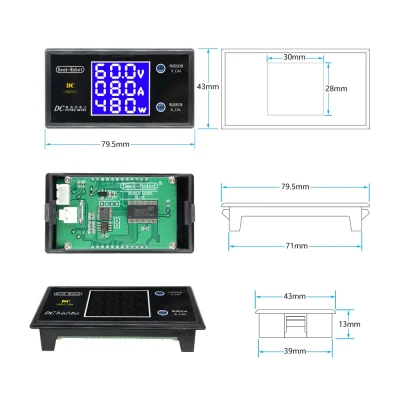 LCD Digital Voltmeter Ammeter Wattmeter Voltage Current Power Meter Volt Detector Tester Monitor 48V 60V 72V DC 0-100V 10A 1000W