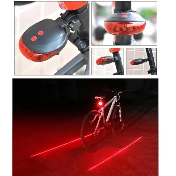 5 LED Bike Tail Lamp Night Riding Laser Light Outdoor Cycling Waterproof Safety Warning Taillight Cycling Equipment Accessories