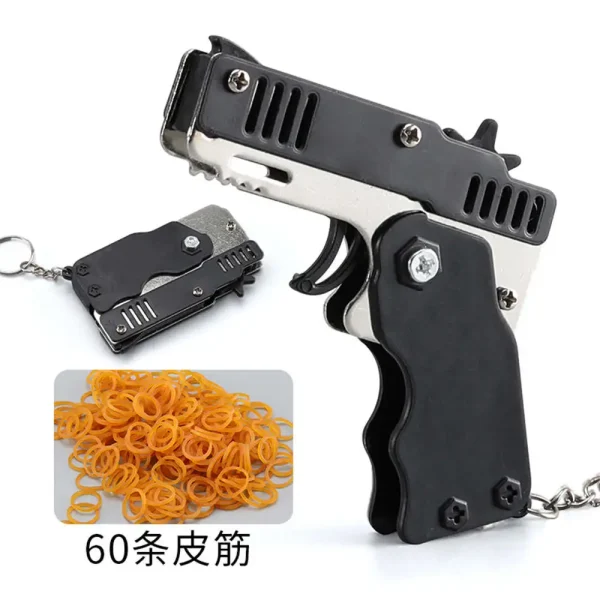 1PCS Elastic Leather Rubber Band Shooting Pistol Kid Outdoor Party Keychain Folding Gifts Boyfriend Fidget Toys