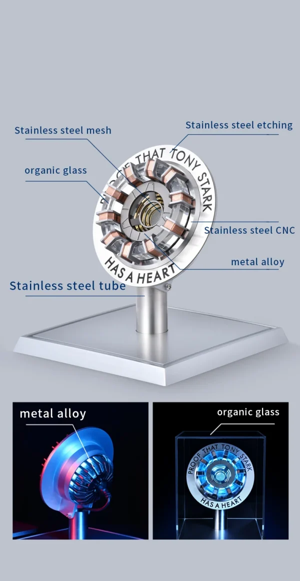 Alloy Reactor Chest Light 1/1 Ark Electromagnetic Core USD The First Avengers Iron Man Mk1 Iron Man Peripheral Model Gift