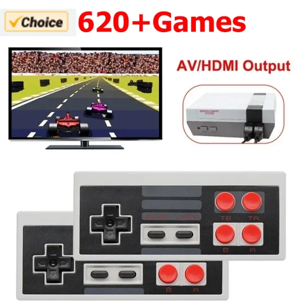 Handheld Family Recreation Video Console AV Output Retro Built-in 620 Classic Games Dual Gamepad Gaming Player Toys Holiday Gif