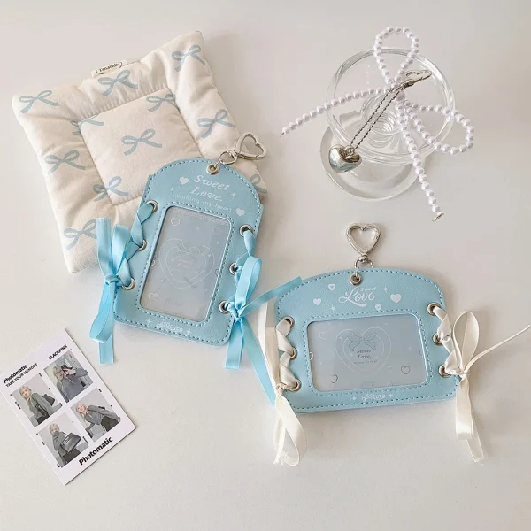 New Girl Ballet Style Ribbon ID Card Holder 3 Inch Kpop Idol Photo Card Holders Student Bus Card Holder Badge Holder Cards Case