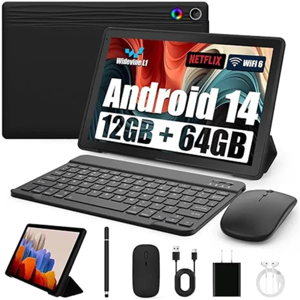 URAO A10L 10 Inch Tablet Android 14 12GB RAM 64GB ROM Octa-Core 5G WiFi with Keyboard Mouse Touch Pen Headset Case Tablet Kit