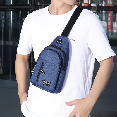 Men’s Bag Solid Color Men’s Chest Bag Outdoor Casual Fashionable Small Satchel Canvas Handbag Zipper Messenger Fashion Bags