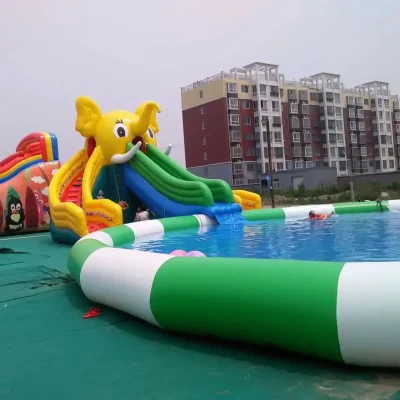 Customization Required Swimming Pool Inflatable Pool Mobile Equipment Pass Toy Bracket Elephant Slide Combination Outdoor