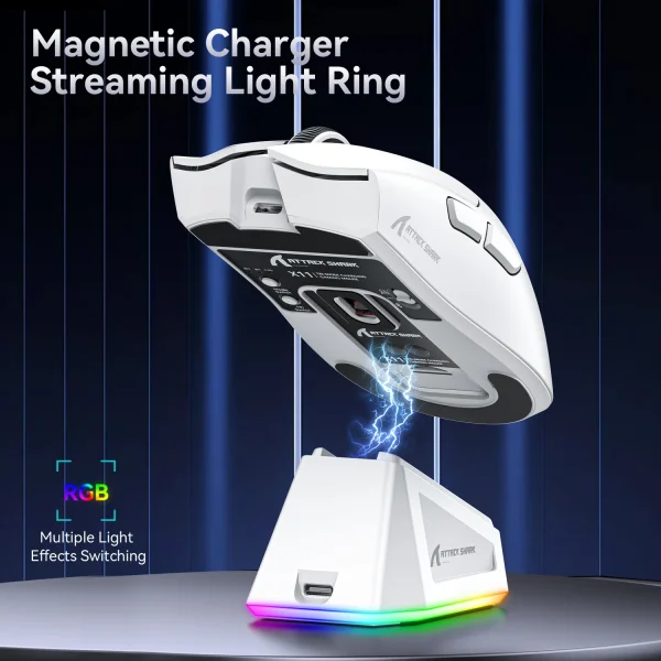 Attack Shark X11/AJAZZ AJ139 V2-MC Wireless Mouse Paw3311 22000DPI Bluetooth Three Mode Rgb Charging Dock
