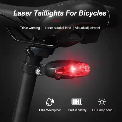 5 LED Bike Tail Lamp Night Riding Laser Light Outdoor Cycling Waterproof Safety Warning Taillight Cycling Equipment Accessories