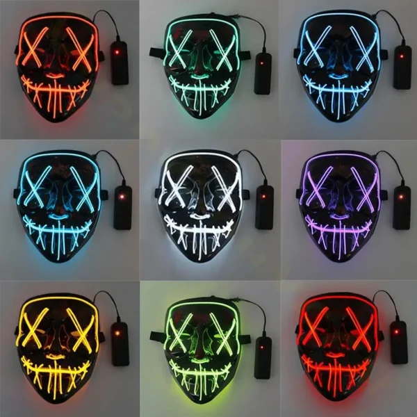 Cosmask Halloween Neon Mask Led Mask Masque Masquerade Party Masks Light Glow In The Dark Funny Masks Cosplay Costume Supplies