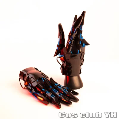 Punk Mechanical Glow Gloves Flexible Trendy Fingers Game Equipment Punk Armor Glow Gloves Cosplay Clothing Props For Women Men