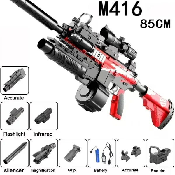 New M416 Toy Gun Safe High-speed Burst Gel Ball Double Magazine Mode Water Gel Gun For Outdoor Interactive Parent-child Games