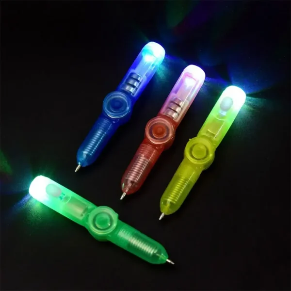 Fashion LED Colourful Luminous Spinning Ballpoint Pen Rolling Pen Ball Point Pen Learning Office School Supplies Random Color