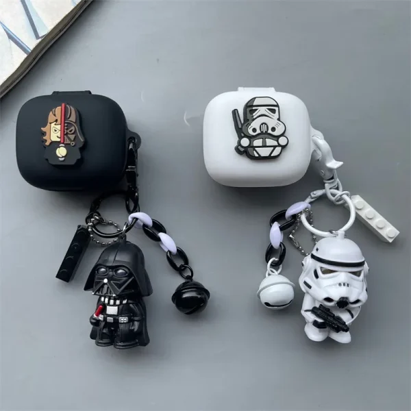 Black White Cartoon Silicone Case for JBL live Pro+ Wireless Bluetooth Earphone Protection Case for JBL live Pro 2 with Keychain