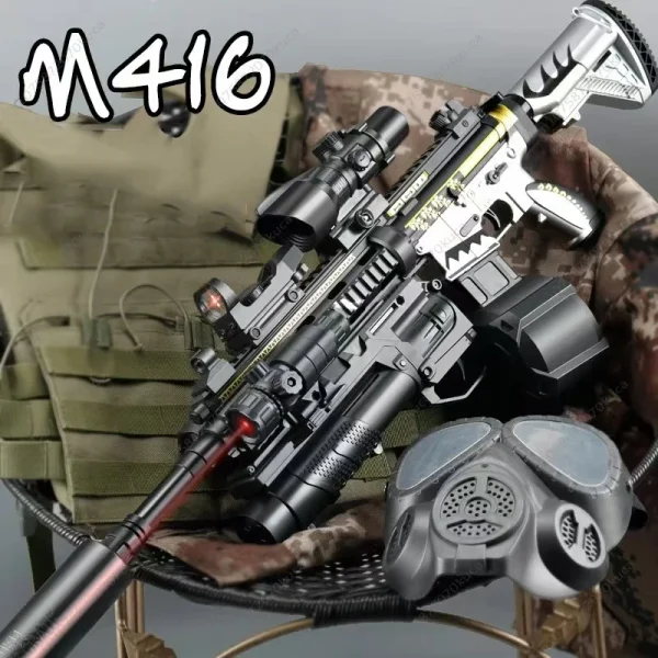New M416 Toy Gun Safe High-speed Burst Gel Ball Double Magazine Mode Water Gel Gun For Outdoor Interactive Parent-child Games