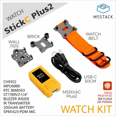 M5Stack Official M5StickC PLUS2 ESP32 Mini IoT Development Kit 1.14-inch TFT Screen IoT Controller for UIFlow