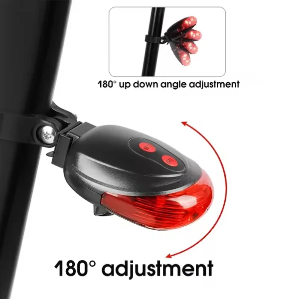 5 LED Bike Tail Lamp Night Riding Laser Light Outdoor Cycling Waterproof Safety Warning Taillight Cycling Equipment Accessories