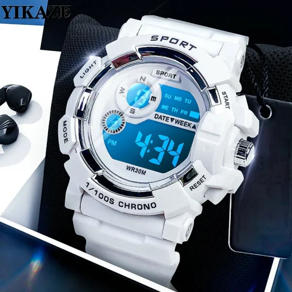 YIKAZE Kids Watches Fashion Luminous Waterproof Alarm Clock Watches Boys and Girls Student Smart Electronic Watch Gift