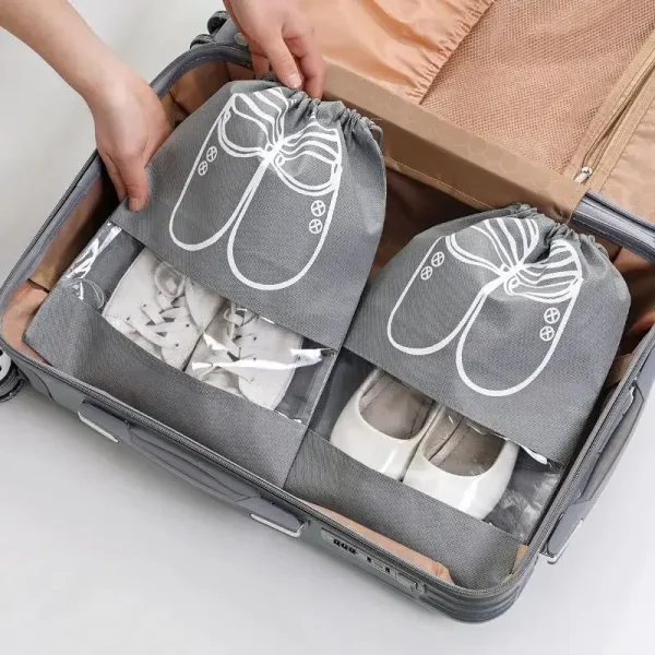 1 Pc Non-woven Shoes Bag Waterproof Dustproof Travel Bag Portable Tote Drawstring Bag For Shoes Storage Shoes Organizer New