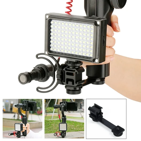 Triple Hot Shoe Mount Adapter Microphone Extension Bar For DJI Mobile 2 Zhiyun Smooth 4 Feiyu Vimble 2 Gimbal Accessories