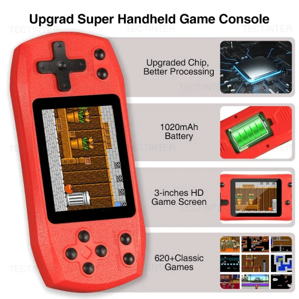 Retro Video Game Console Built in 620 Classic Games 2.4 Inch Portable Handheld Game Player Rechargeable Console AV Ouput