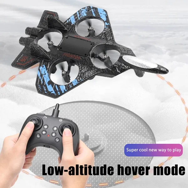 LED Lighted Foam Quadcopter Drone for Boys; Small Remote Control RC Airplane Toy; Gravity Fighter Jet with 360° Stunt Spin