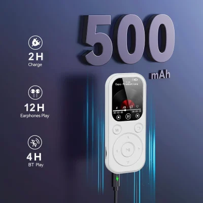 MP3 Bluetooth player Type-C port for fast charging 5.4 Bluetooth version expandable memory card music player FM recording e-book