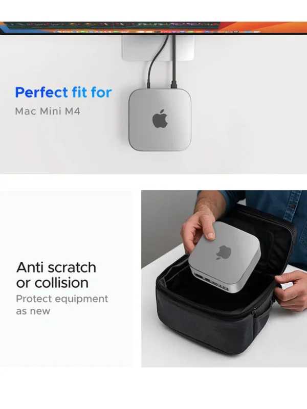 PHIXERO Mac Mini Case Wear-resistant Waterproof TPU Protective Case for Mac Mini M4/M4 Pro Cover Precise Opening Dustproof