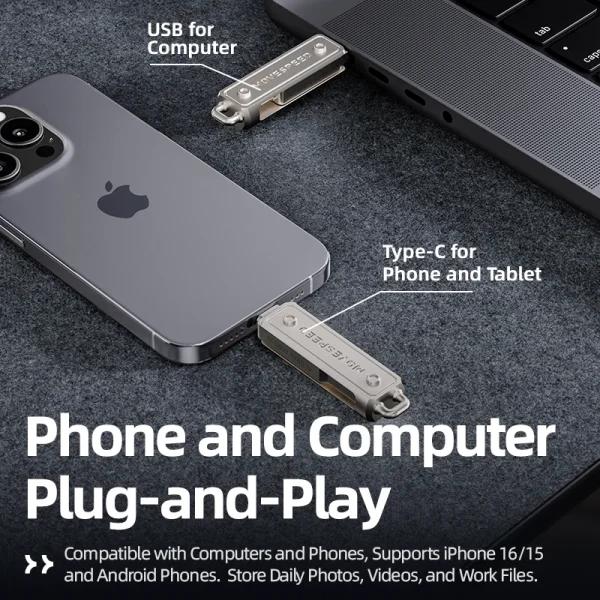 MOVESPEED 150MB/ USB Type C Flash Drive 64GB 128GB 256GB 512GB OTG USB 3.1 Pendrive for Macbook iPhone 15/16 Laptop PC