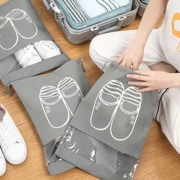 1 Pc Non-woven Shoes Bag Waterproof Dustproof Travel Bag Portable Tote Drawstring Bag For Shoes Storage Shoes Organizer New