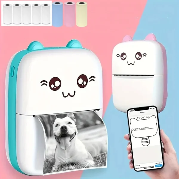 Mini portable thermal printer print photo pocket thermal label printer 58mm printing wireless Bluetooth Android iOS printers