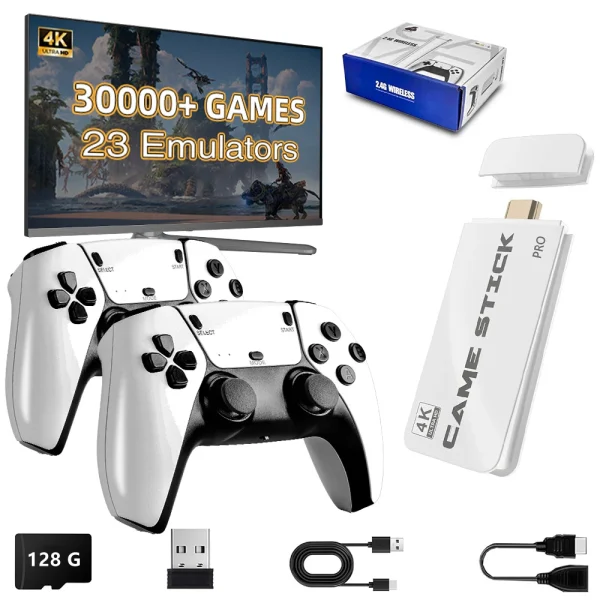 M15 4K Game Stick Mini Retro Video Game Console Built in 30000 Games Wireless Gamepads Video Game Controller Support 2 Player