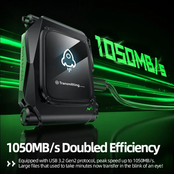 MOVESPEED ST10 1050MB/s Portable SSD 2TB 1T Touch Encryption USB3.2 Gen2 Type C External Hard Drive for iPhone 15/16 PS4 PS5 PC