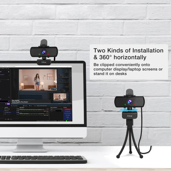 FIFINE 1440p Full HD PC Webcam with Microphone, tripod, for USB Desktop & Laptop,Live Streaming Webcam for Video Calling-K420