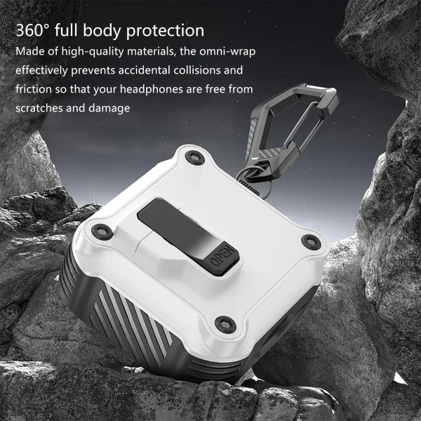 for AirPods Pro 2 Upgraded Secure Lock Case Full Drop Shockproof Protective Case Cover with Keychain for Men Women for AiPods 4