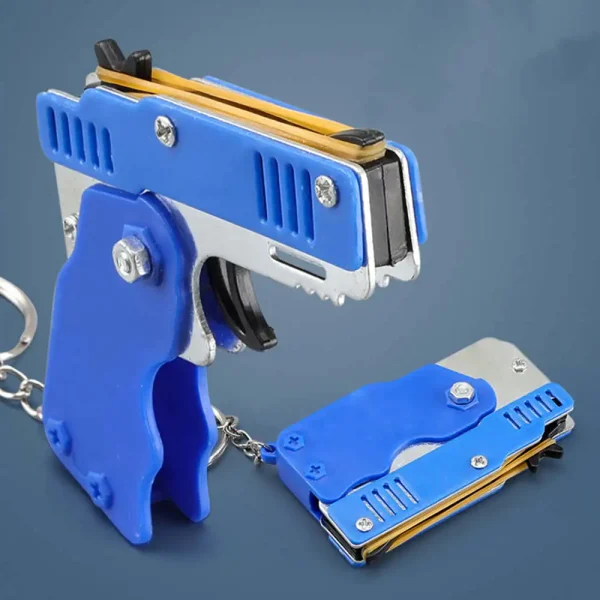 1PCS Elastic Leather Rubber Band Shooting Pistol Kid Outdoor Party Keychain Folding Gifts Boyfriend Fidget Toys