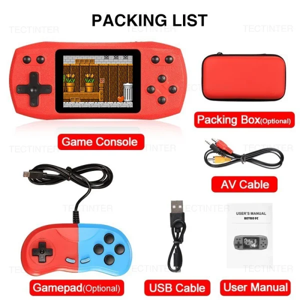 Retro Video Game Console Built in 620 Classic Games 2.4 Inch Portable Handheld Game Player Rechargeable Console AV Ouput