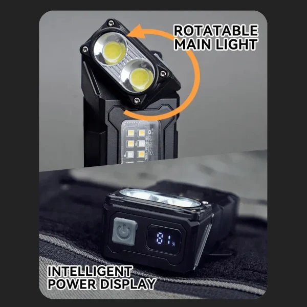 Tactical Portable Work Light EDC Tool Mini LED Outdoor Camping Hiking Tools Molle 25mm Backpack Strap Clip USB Rechargeable